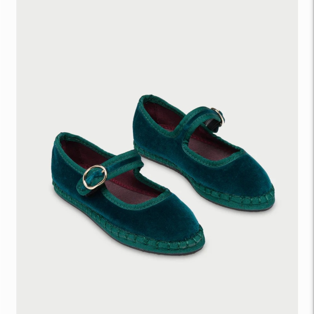 Kids Velvet Mary Jane Shoes - Green
